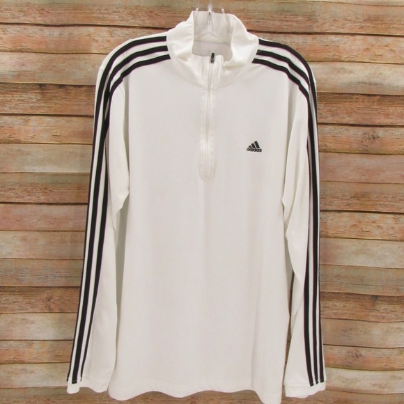 Adidas White 1/4 Zip Mock Neck Pullover Jacket - Picture 13 of 13